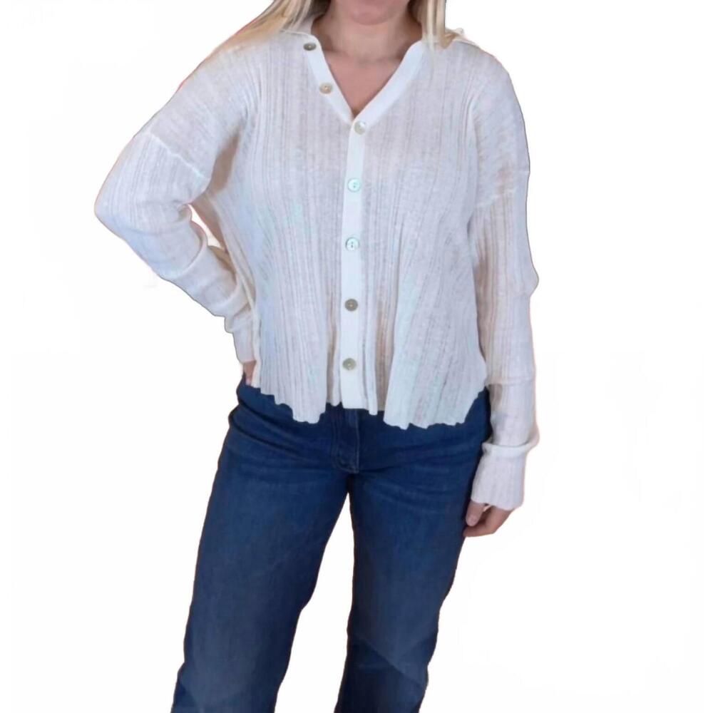 NEW COLORUSH barrel button down polo sweater in ice milk